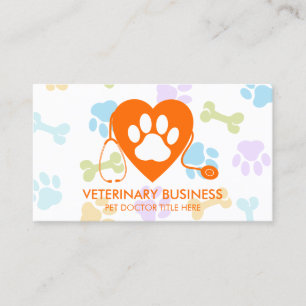 Veterinary Paw Pet Doctor Clinic Business Card