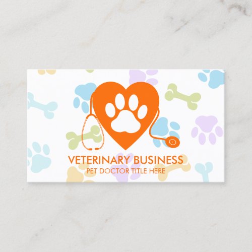 Veterinary Paw Pet Doctor Clinic Business Card