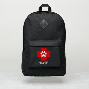 Veterinary Paw Print Red Cross Logo Custom Text Port Authority® Backpack