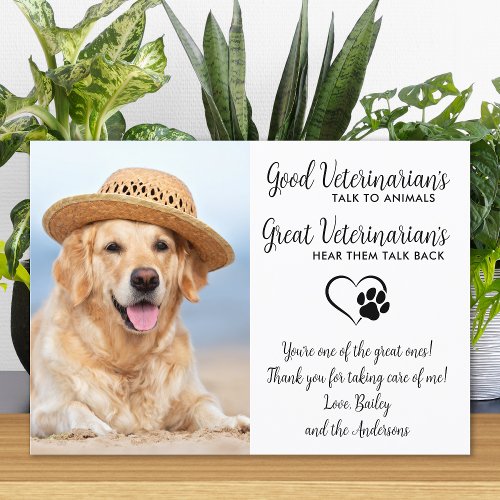 Veterinary Personalized Dog Pet Photo Veterinarian Thank You Card