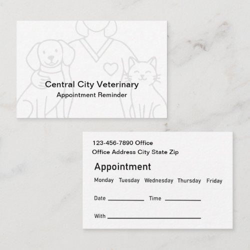 Veterinary Pet Care Appointment Business Cards
