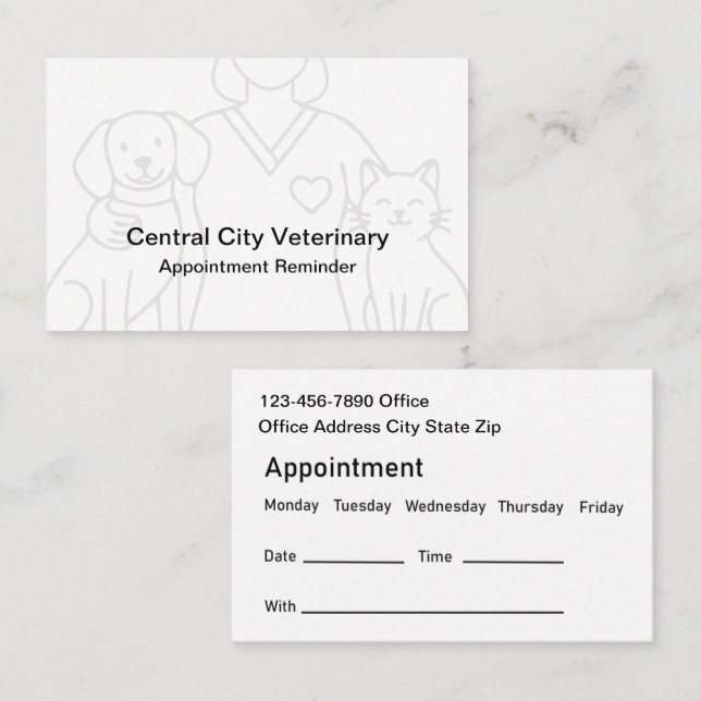 Veterinary Pet Care Appointment Business Cards (Front/Back)