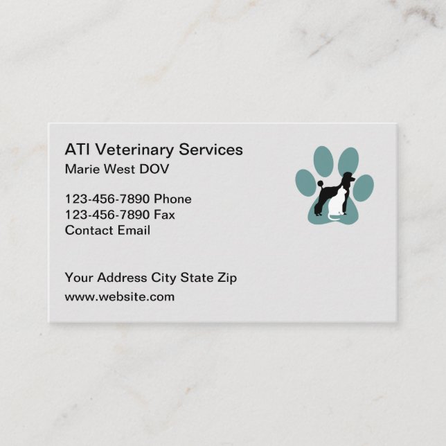 Veterinary Pet Care Business Cards (Front)