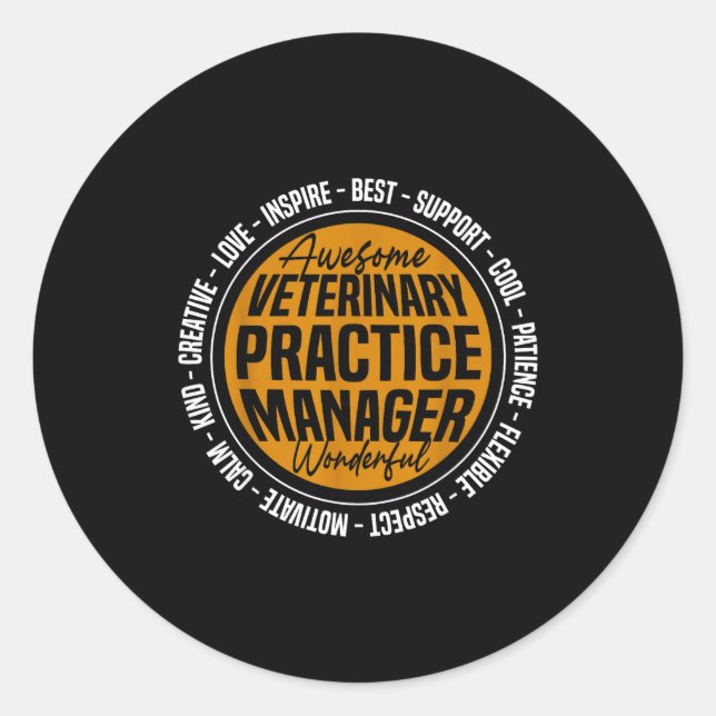 Veterinary Practice Manager Funny Vet Tech Week  Classic Round Sticker (Front)