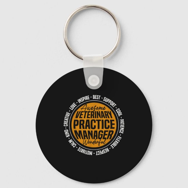 Veterinary Practice Manager Funny Vet Tech Week  Keychain (Front)