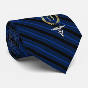 Veterinary Professional Framed Monogram Blue Neck Tie