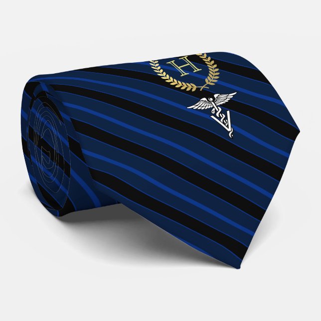 Veterinary Professional Framed Monogram Blue Neck Tie (Rolled)