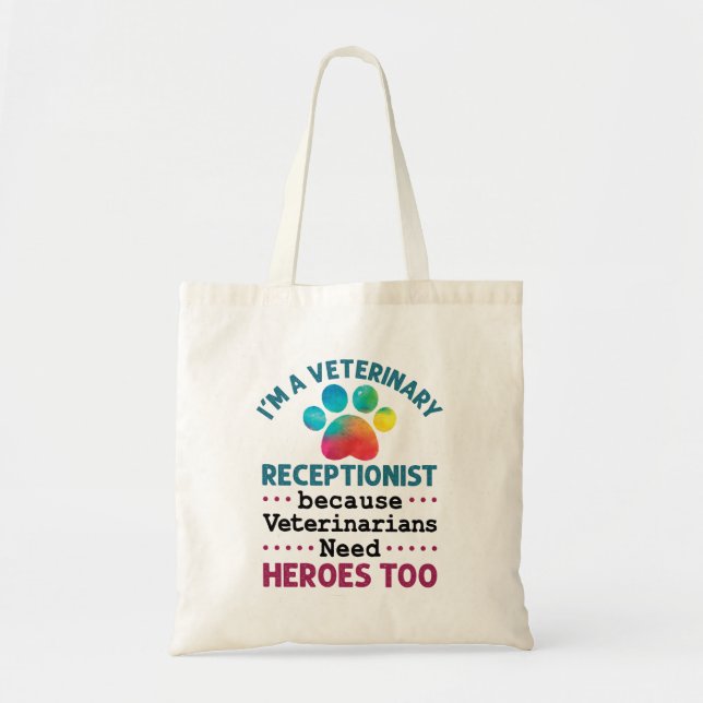 Veterinary Receptionist Cute Appreciation Paw Tote Bag (Front)
