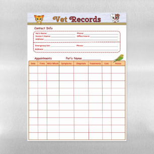 Veterinary Record Magnetic Dry Erase Sheet