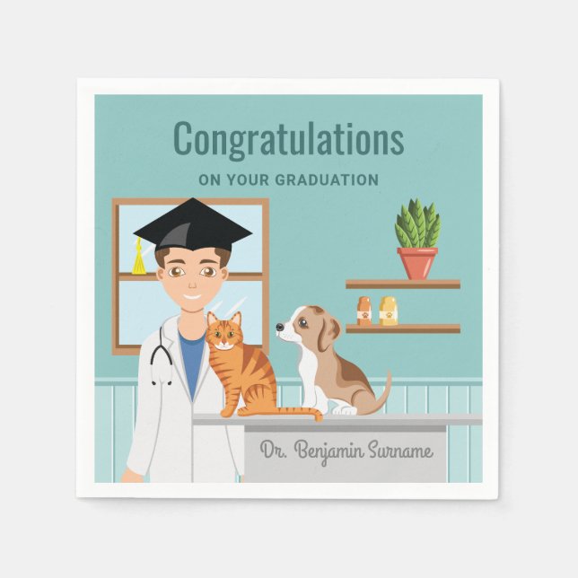 Veterinary School Graduate Vet Congratulations DVM Napkins (Front)