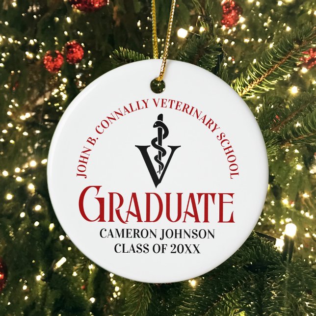 Veterinary School Graduation Customized Christmas Ceramic Ornament (Creator Uploaded)
