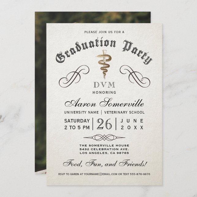 Veterinary School Graduation Invitations (Front/Back)