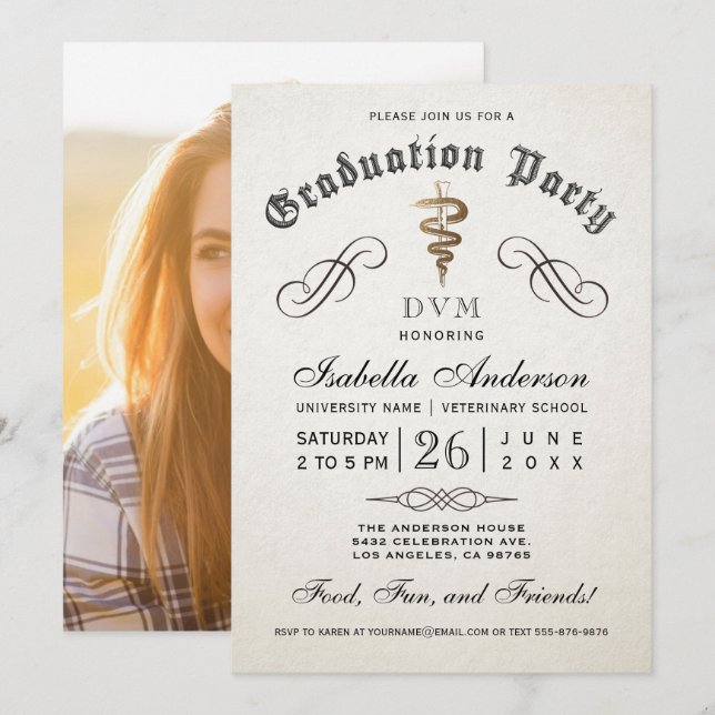 Veterinary School Graduation Invitations (Front/Back)