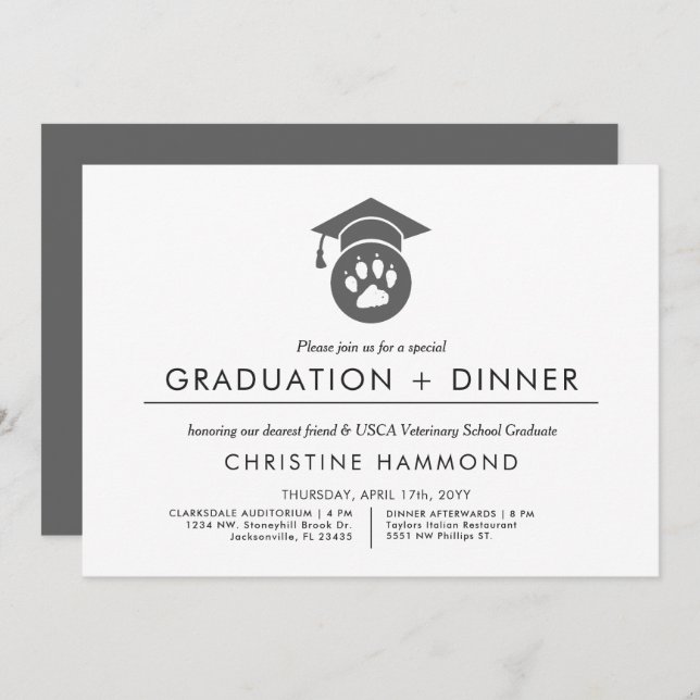 Veterinary School Graduation | Minimalist Invite (Front/Back)