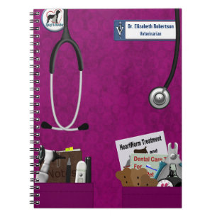 Veterinary Scrubs & Pockets Design Fushia Notebook