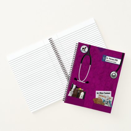 Veterinary Scrubs & Pockets Design In Hot Pink Notebook