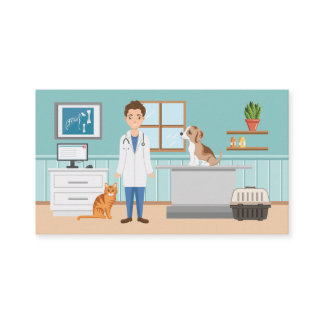 Veterinary Services Vet Man And Pets Animal Clinic Business Card