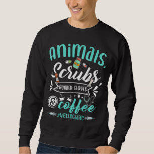 Veterinary Technician Animals Scrubs And Coffee Ve Sweatshirt