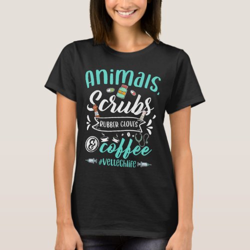 Veterinary Technician Animals Scrubs And Coffee Ve T_Shirt