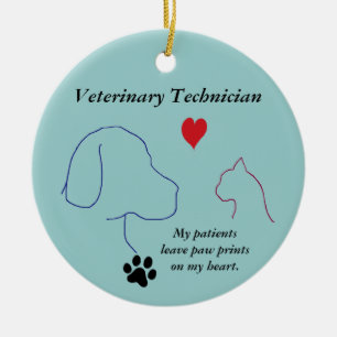 Veterinary Technician - Paw Prints on My Heart #2 Ceramic Ornament