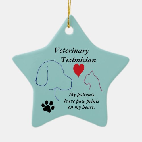 Veterinary Technician _ Paw Prints on My Heart 2 Ceramic Ornament