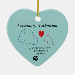 Veterinary Technician - Paw Prints on My Heart #2 Ceramic Ornament