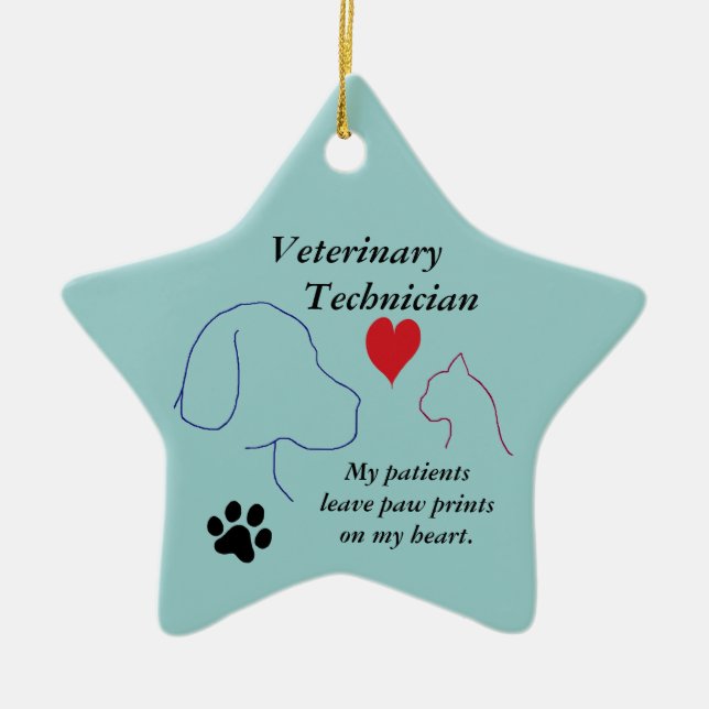 Veterinary Technician - Paw Prints on My Heart #2 Ceramic Ornament (Front)