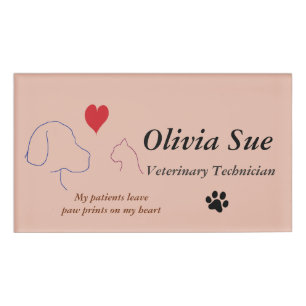 Veterinary Technician Paw Prints On My Heart #2 Name Tag