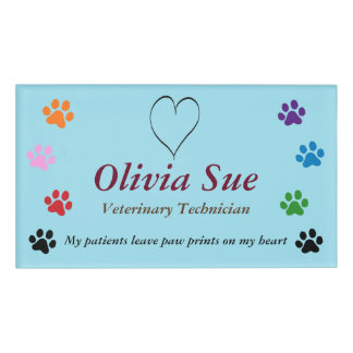 Veterinary Technician Paw Prints On My Heart #3 Name Tag