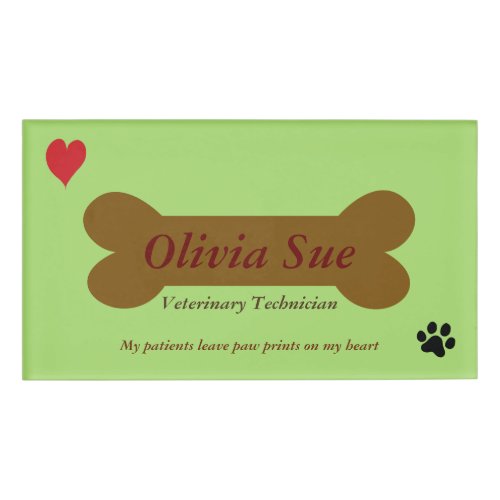Veterinary Technician Paw Prints On My Heart 5 Name Tag