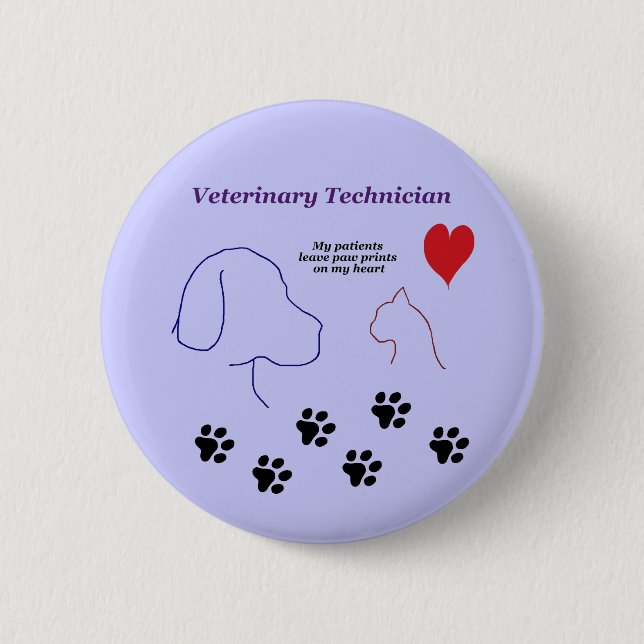 Veterinary Technician - Paw Prints on My Heart Button (Front)