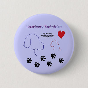 Veterinary Technician - Paw Prints on My Heart Button