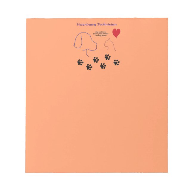 Veterinary Technician - Paw Prints on My Heart Notepad (Front)