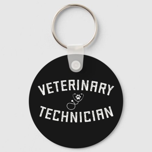 Veterinary Technician  Vet Tech Paw  Stethoscope Keychain
