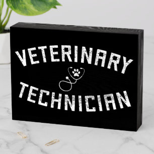 Veterinary Technician Vet Tech Paw Stethoscope Wooden Box Sign