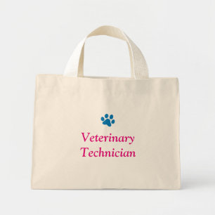 Veterinary Technician with Blue Paw Print Mini Tote Bag
