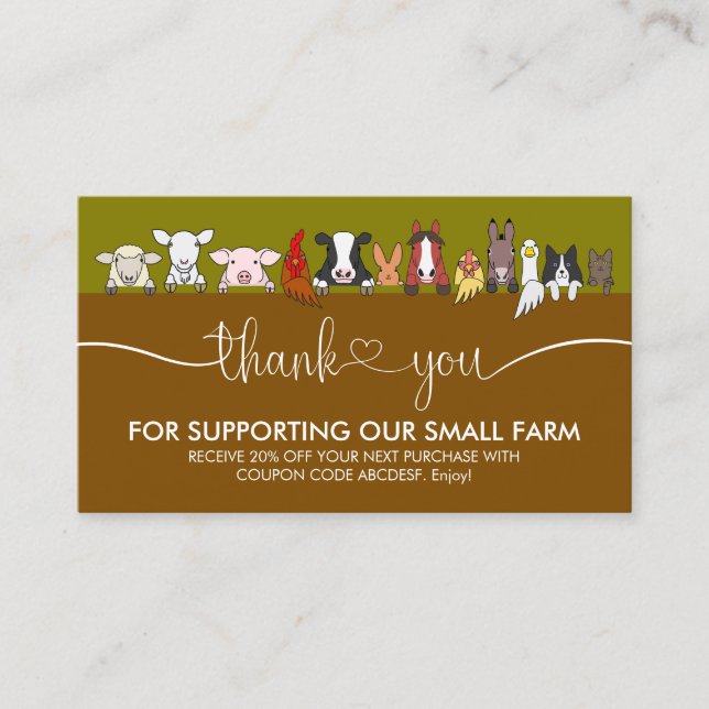 Veterinary Thank You Business Card (Front)