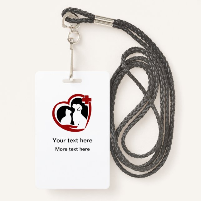 Veterinary Theme Staff Name ID Badges (Front with Lanyard)