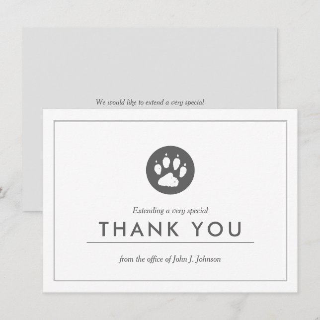 Veterinary Themed | Minimalist Flat Thank You Card (Front/Back)