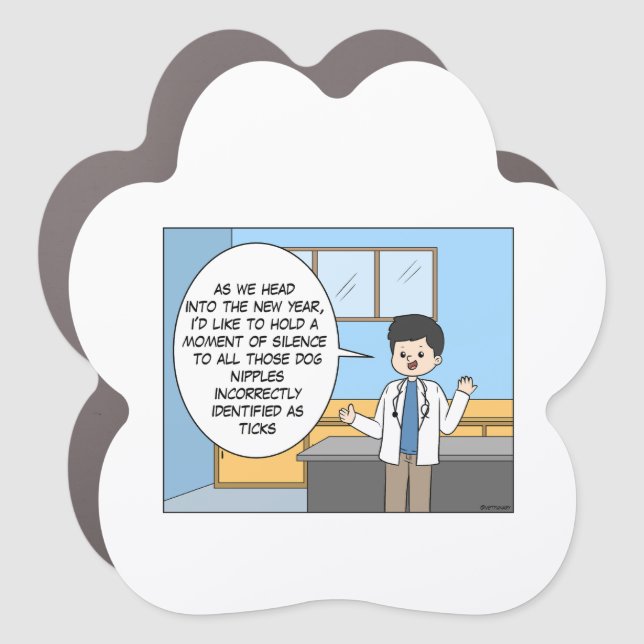 Veterinary Tick Joke Paw Magnet  (Front)