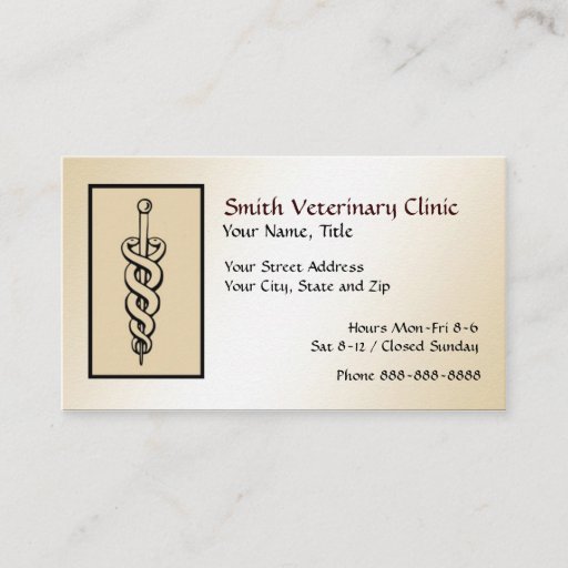 Customizable Veterinary Veterinarian Business Card