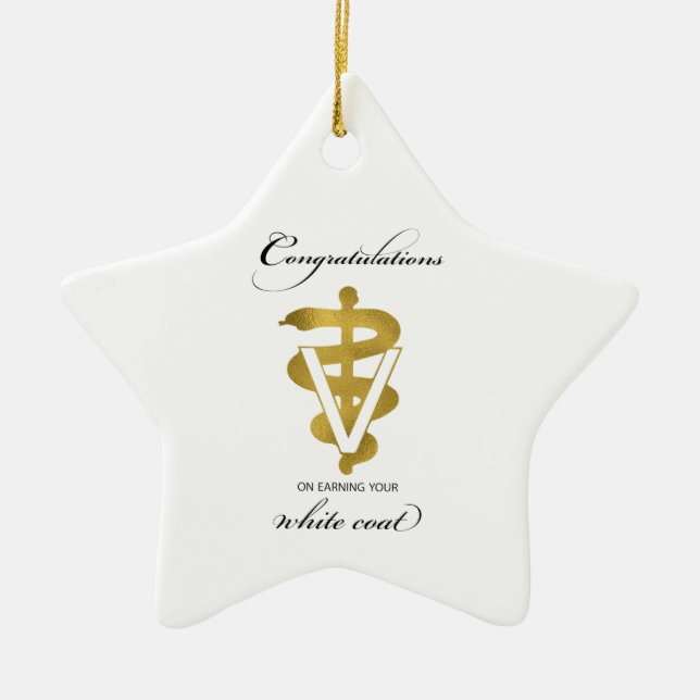 Veterinary White Coat Ceremony Congratulations Ceramic Ornament (Front)