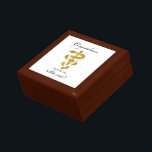 Veterinary White Coat Ceremony Congratulations Gift Box<br><div class="desc">A veterinary student achieves a level of success when they earn their white coat. The veterinary symbol is in the center of the gift item in a 3D look with digital antique gold. Beautiful to celebrate this special event.</div>
