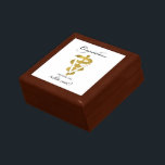 Veterinary White Coat Ceremony Congratulations Gift Box<br><div class="desc">A veterinary student achieves a level of success when they earn their white coat. The veterinary symbol is in the center of the gift item in a 3D look with digital antique gold. Beautiful to celebrate this special event.</div>