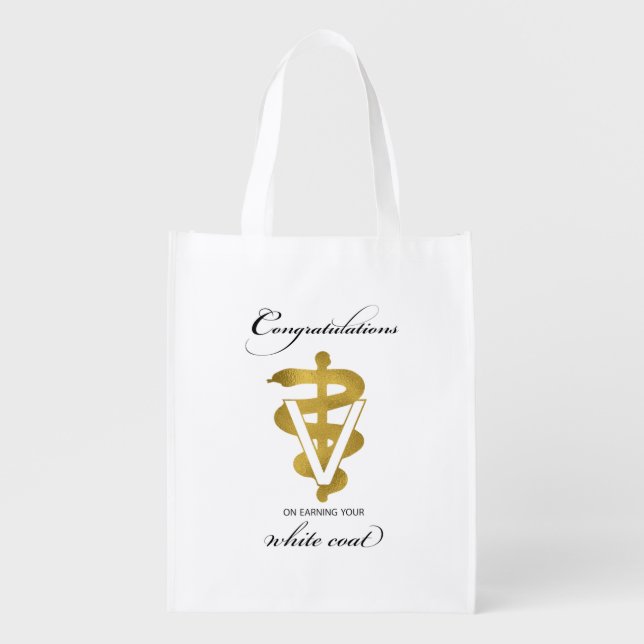 Veterinary White Coat Ceremony Congratulations Grocery Bag (Front)