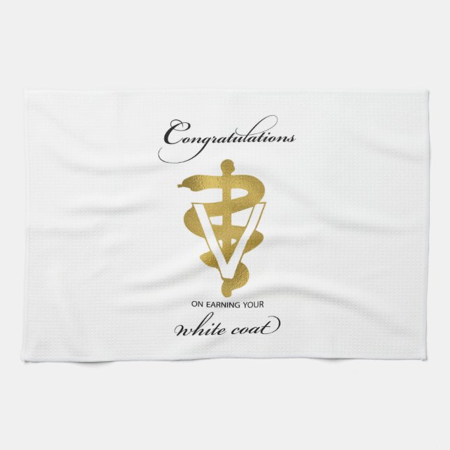 Veterinary White Coat Ceremony Congratulations Kitchen Towel (Horizontal)