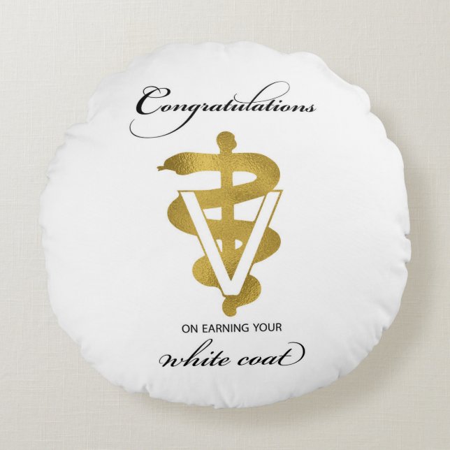 Veterinary White Coat Ceremony Congratulations Round Pillow (Front)