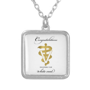 Veterinary White Coat Ceremony Congratulations Silver Plated Necklace