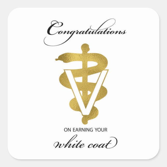 Veterinary White Coat Ceremony Congratulations Square Sticker (Front)