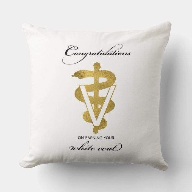 Veterinary White Coat Ceremony Congratulations Throw Pillow (Front)